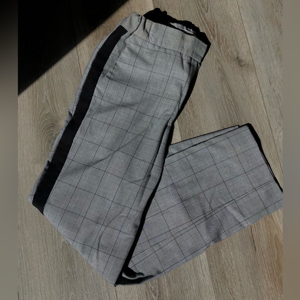 Morgan De Toi Plaid Pinstripe Tuxedo Pants